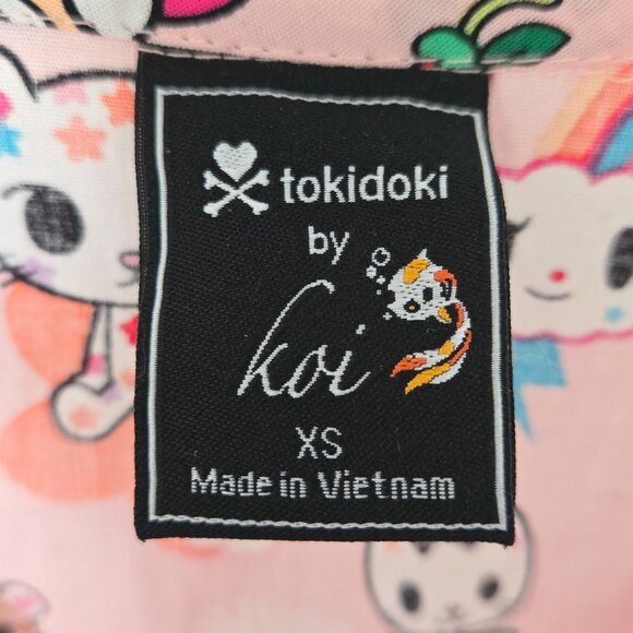 Tokidoki by Koi Pink Animals Women's Scrub Top XS - Picture 3 of 4